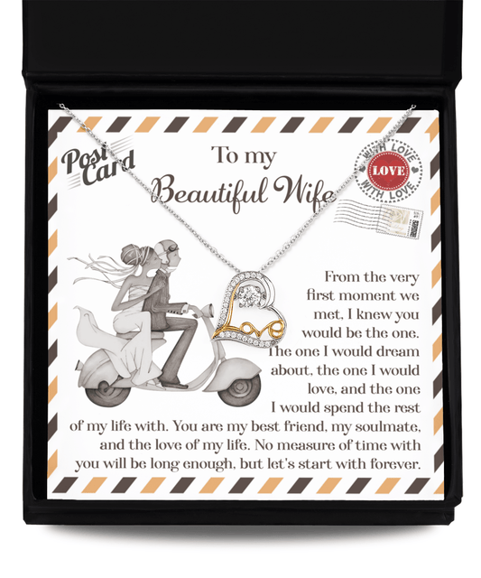 Wife Wedding Gift I Knew You Would Be The One Love Dancing Heart Pendant Necklace Bride Gift from Groom - Mallard Moon Gift Shop