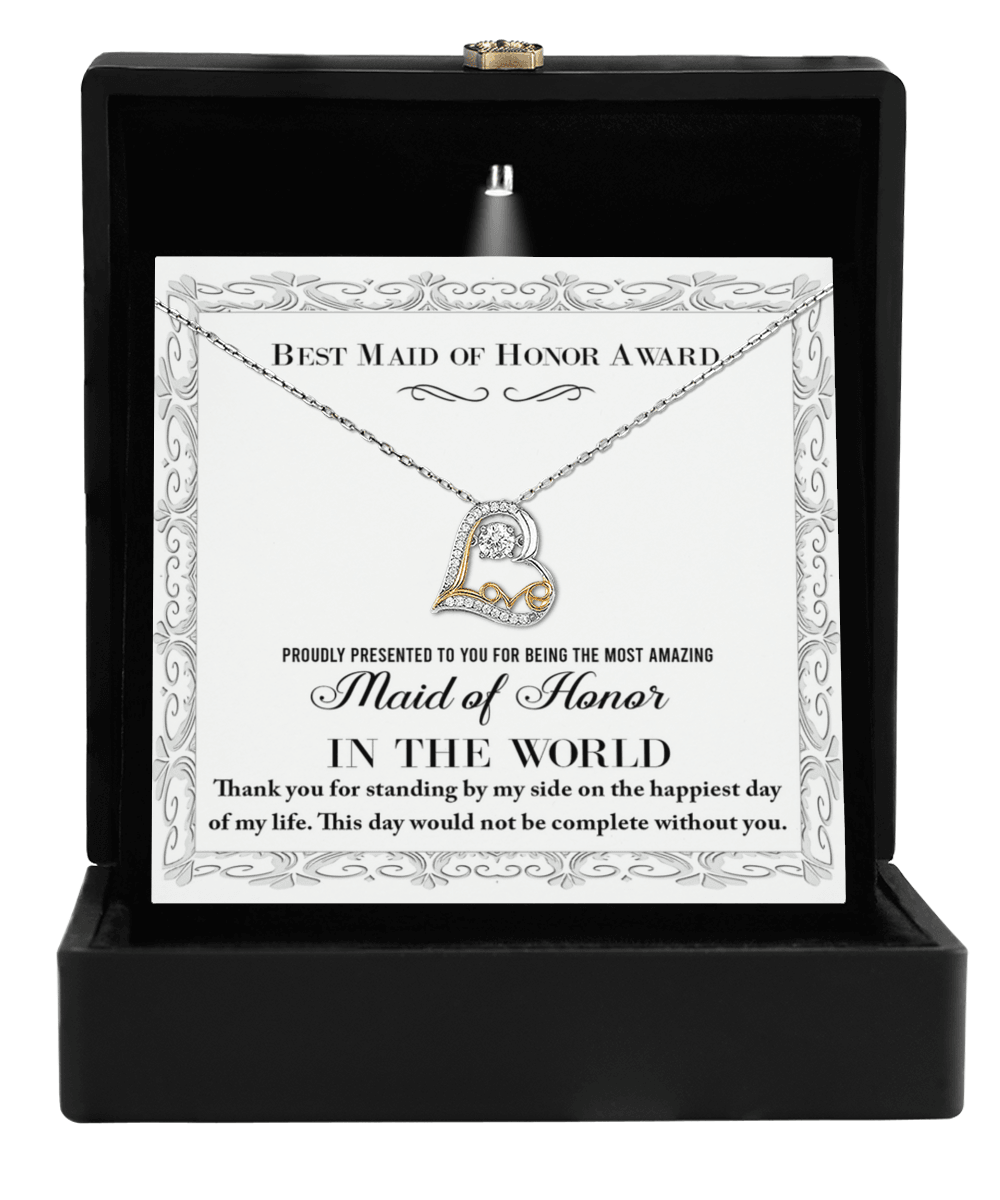 Maid of Honor Wedding Day Gift -Thank You Happiest Day Of My Life - Love Dancing Love Pendant Necklace - Mallard Moon Gift Shop
