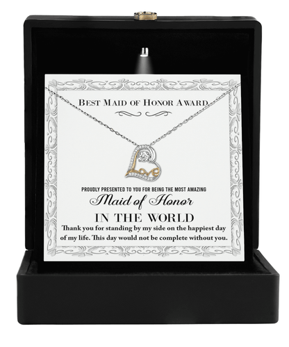 Maid of Honor Wedding Day Gift -Thank You Happiest Day Of My Life - Love Dancing Love Pendant Necklace - Mallard Moon Gift Shop