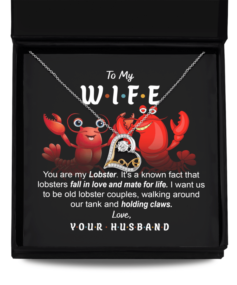 To My Wife - Old Lobster Couples Mate for Life Love Dancing Heart Pendant Necklace - Mallard Moon Gift Shop