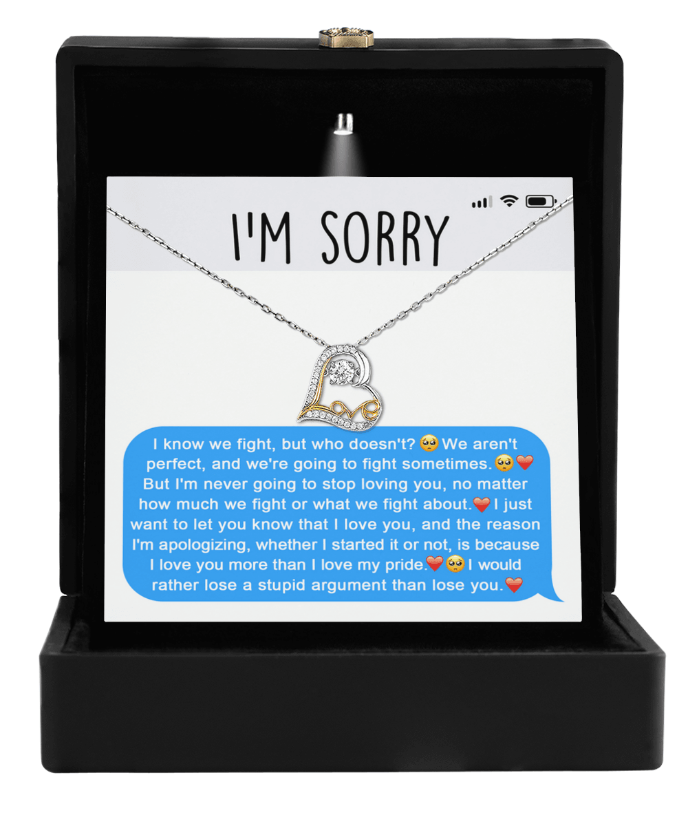 Apology Gift for Girlfriend, Wife, Soulmate - Sorry, Stupid Argument - Love Dancing Heart Pendant Necklace - Mallard Moon Gift Shop