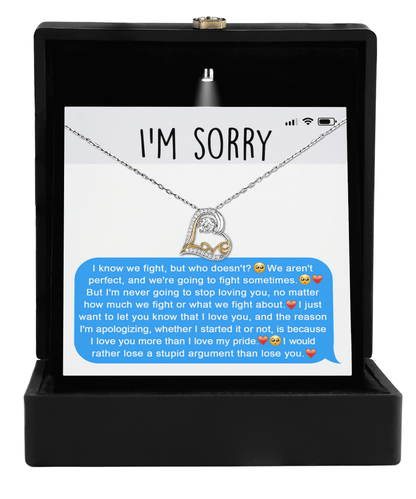 Apology Gift for Girlfriend, Wife, Soulmate - Sorry, Stupid Argument - Love Dancing Heart Pendant Necklace - Mallard Moon Gift Shop