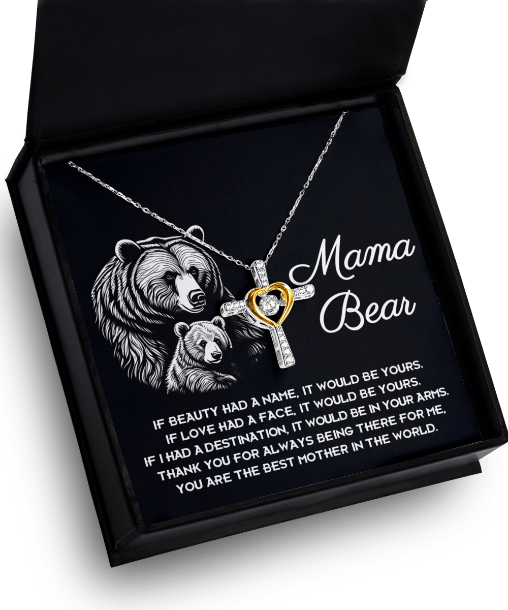 To My Mama Bear My Destination is In Your Arms Cross Pendant Necklace - Mallard Moon Gift Shop