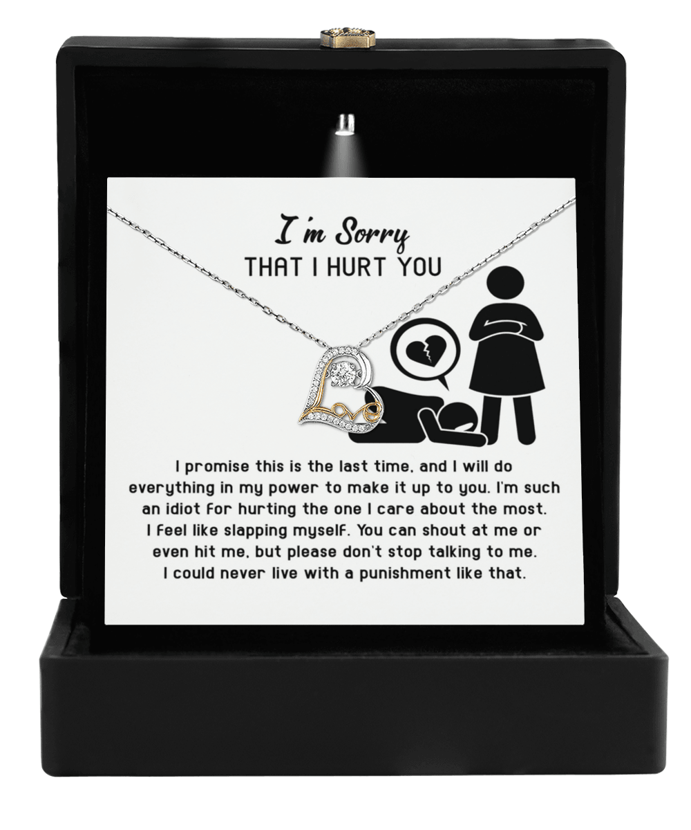 Apology Gift for Girlfriend, Wife, Soulmate - Sorry, Please Don't Stop Talking - Love Dancing Heart Pendant Necklace - Mallard Moon Gift Shop