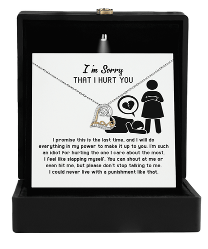 Apology Gift for Girlfriend, Wife, Soulmate - Sorry, Please Don't Stop Talking - Love Dancing Heart Pendant Necklace - Mallard Moon Gift Shop