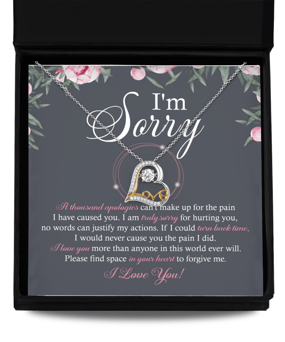 Apology Gift for Girlfriend, Wife, Soulmate - Sorry, World Ever Will - Love Dancing Heart Pendant Necklace - Mallard Moon Gift Shop