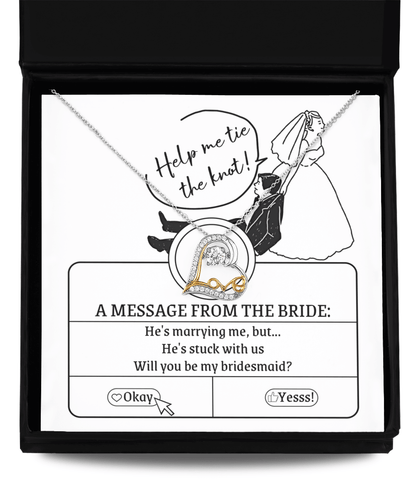 Bridesmaid Proposal Wedding Invite Will You Be My Bridesmaid Love Dancing Heart Pendant Necklace - Mallard Moon Gift Shop