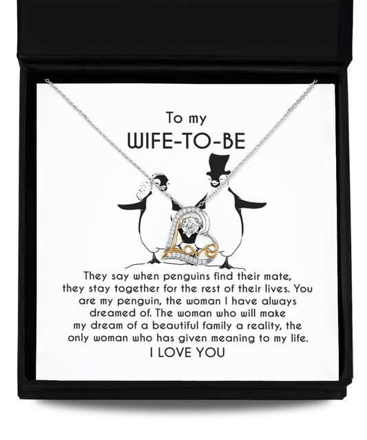 To My Wife-to-be You Are My Penguin Love Dancing Heart Pendant Necklace - Mallard Moon Gift Shop
