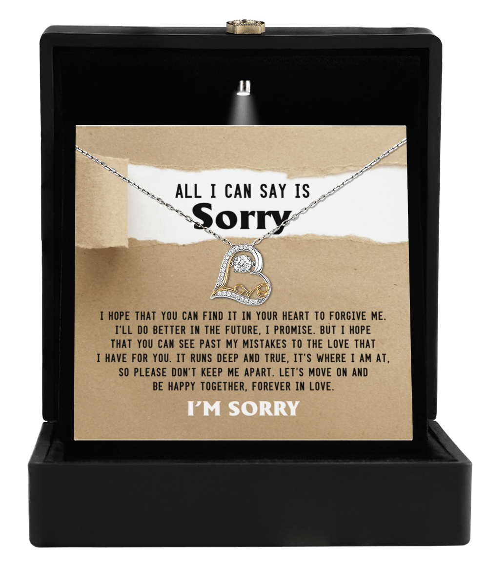 Apology Gift for Girlfriend, Wife, Soulmate - Sorry, Don't Keep Me Apart - Love Dancing Heart Pendant Necklace - Mallard Moon Gift Shop