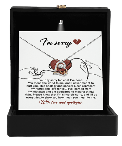 Apology Gift for Girlfriend, Wife, Soulmate - Sorry, Mean The World - Love Dancing Heart Pendant Necklace - Mallard Moon Gift Shop