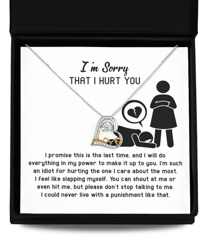 Apology Gift for Girlfriend, Wife, Soulmate - Sorry, Please Don't Stop Talking - Love Dancing Heart Pendant Necklace - Mallard Moon Gift Shop