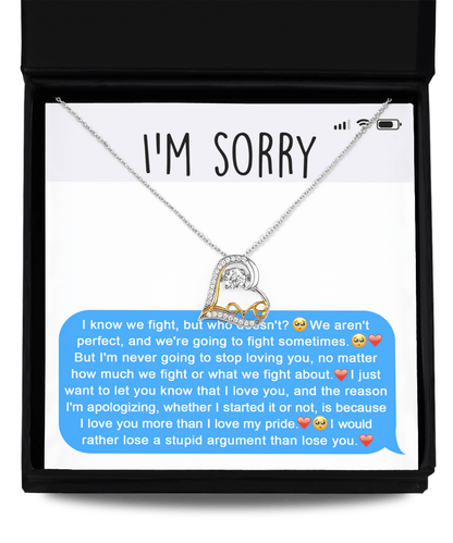 Apology Gift for Girlfriend, Wife, Soulmate - Sorry, Stupid Argument - Love Dancing Heart Pendant Necklace - Mallard Moon Gift Shop