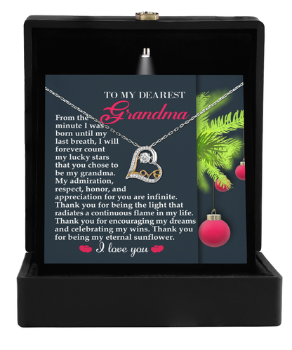 To My Dearest Grandma - I Count My Lucky Stars Love Dancing Heart Pendant Necklace - Mallard Moon Gift Shop