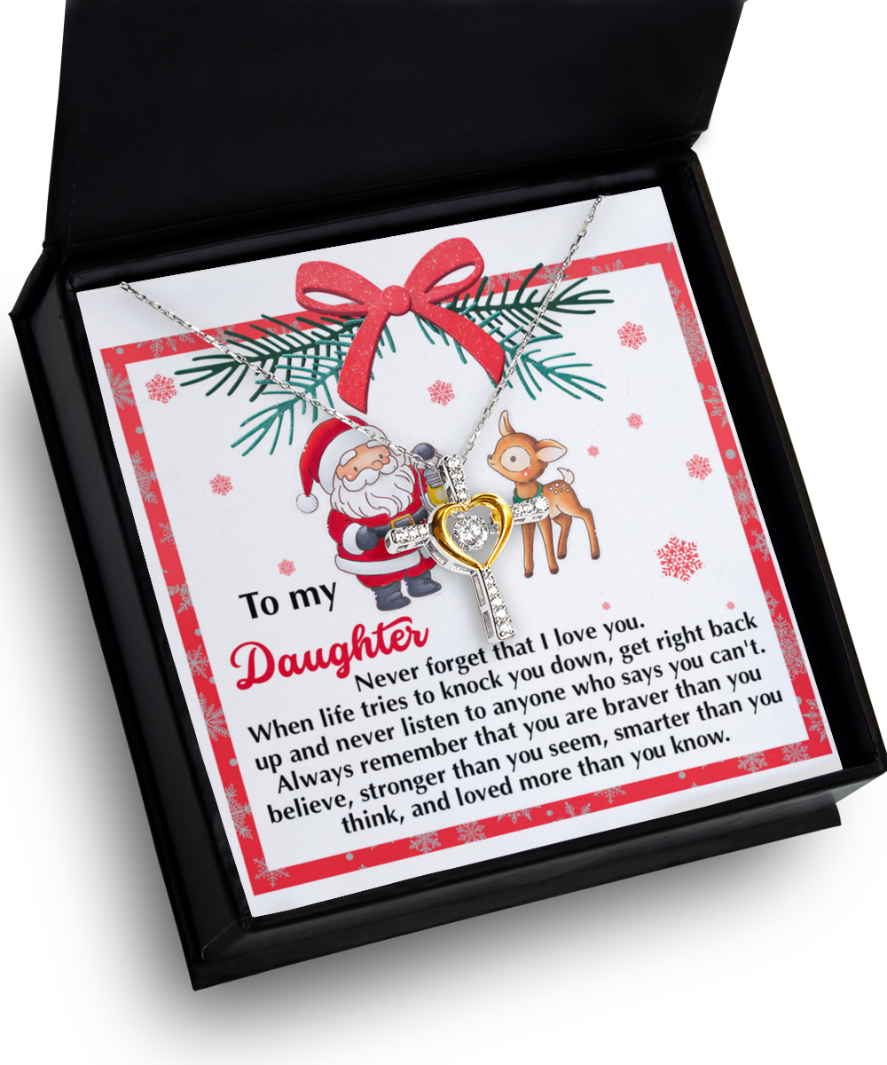 Daughter Heartfelt Gift- Get Back Up - Dancing Cross Pendant Necklace - Mallard Moon Gift Shop