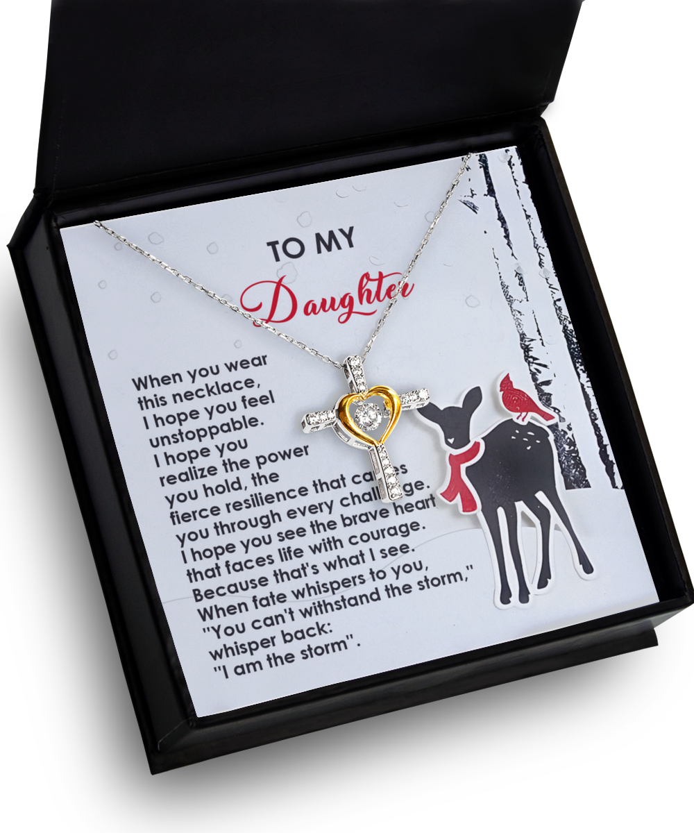 Daughter Heartfelt Gift- Every Challenge - Dancing Cross Pendant Necklace - Mallard Moon Gift Shop