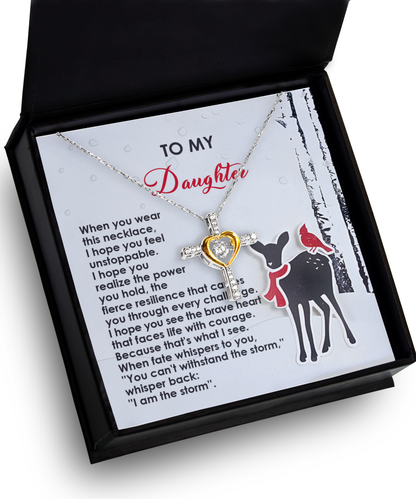 Daughter Heartfelt Gift- Every Challenge - Dancing Cross Pendant Necklace - Mallard Moon Gift Shop
