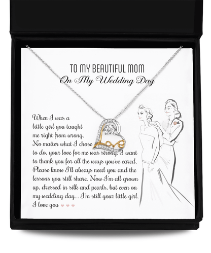 Gift for Mom Wedding Day - Always Your Little Girl Love Heart Pendant Necklace - Mallard Moon Gift Shop