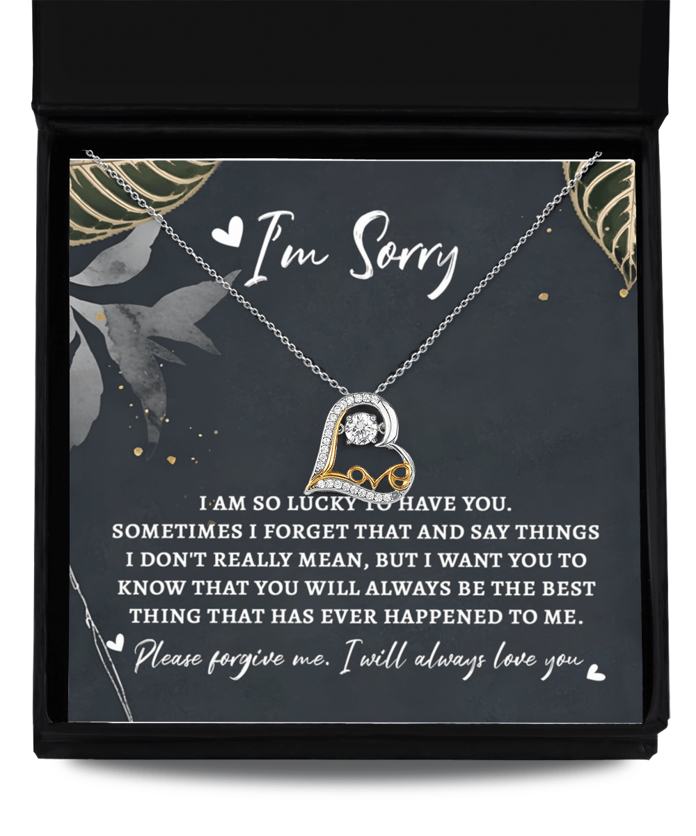 Apology Gift for Girlfriend, Wife, Soulmate - Sorry, The Best Thing - Love Dancing Heart Pendant Necklace - Mallard Moon Gift Shop