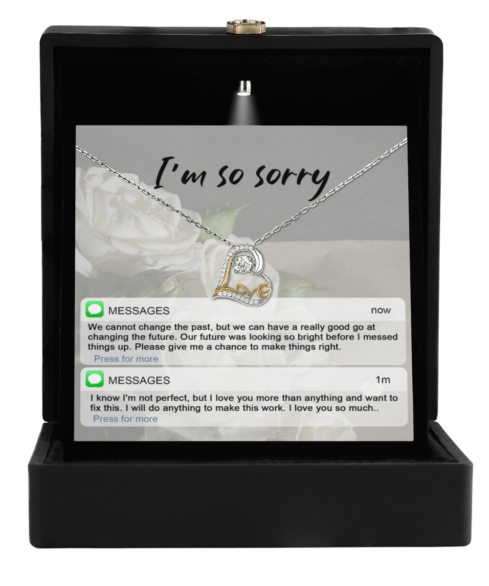 Apology Gift for Girlfriend, Wife, Soulmate - Sorry, I'm Not Perfect - Love Heart Pendant Necklace - Mallard Moon Gift Shop