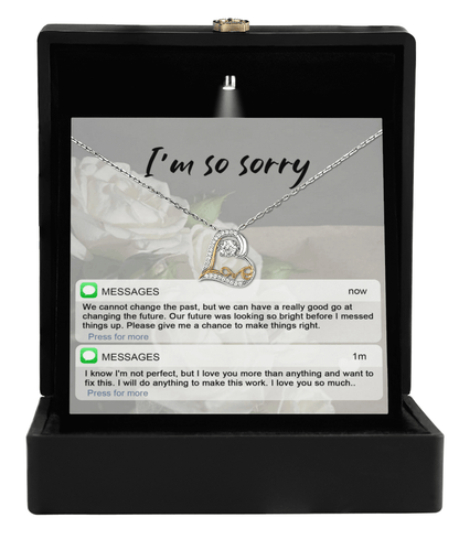 Apology Gift for Girlfriend, Wife, Soulmate - Sorry, I'm Not Perfect - Love Heart Pendant Necklace - Mallard Moon Gift Shop