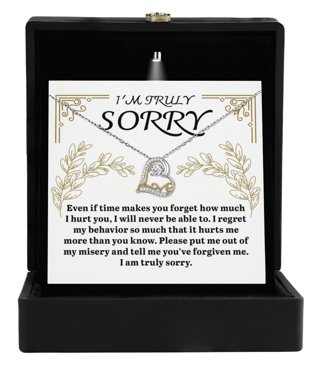 Apology Gift for Girlfriend, Wife, Soulmate - Sorry, It Hurts Me - Love Dancing Heart Pendant Necklace - Mallard Moon Gift Shop