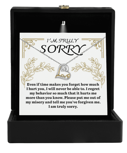 Apology Gift for Girlfriend, Wife, Soulmate - Sorry, It Hurts Me - Love Dancing Heart Pendant Necklace - Mallard Moon Gift Shop