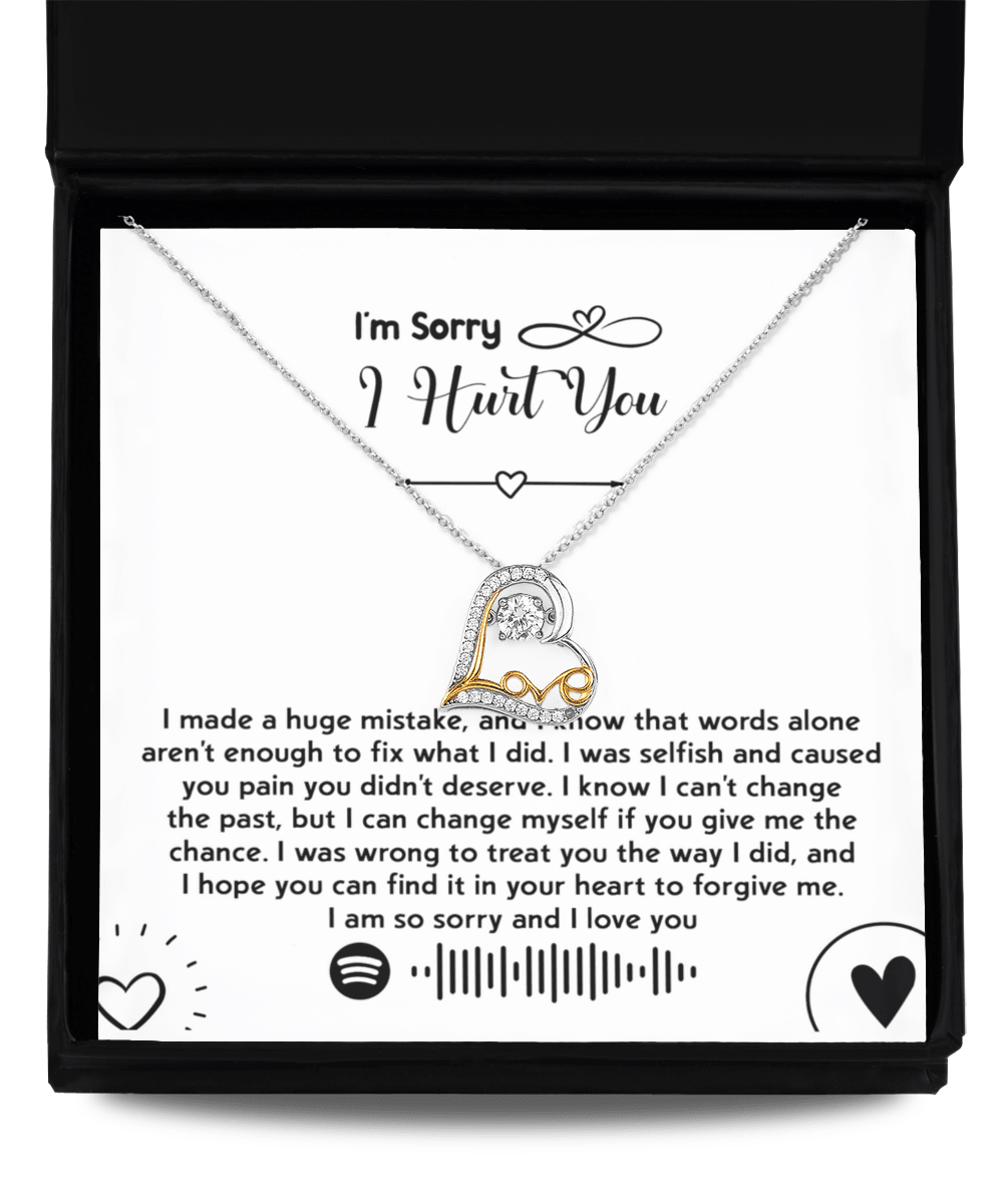 Apology Gift for Girlfriend, Wife, Soulmate - Sorry, You Didn't Deserve - Love Dancing Heart Pendant Necklace - Mallard Moon Gift Shop