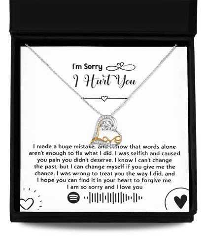 Apology Gift for Girlfriend, Wife, Soulmate - Sorry, You Didn't Deserve - Love Dancing Heart Pendant Necklace - Mallard Moon Gift Shop