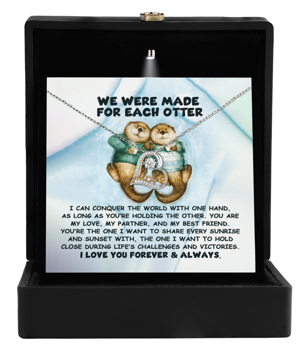 Soulmate, Wife, Girlfriend Gift - Made For Each Otter - Love Dancing Heart Pendant Necklace - Mallard Moon Gift Shop