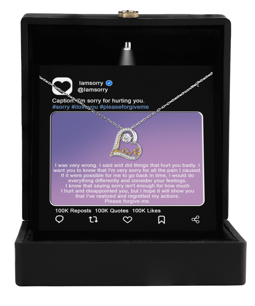 Apology Gift for Girlfriend, Wife, Soulmate - Sorry, Hurt You Badly - Love Heart Pendant Necklace - Mallard Moon Gift Shop