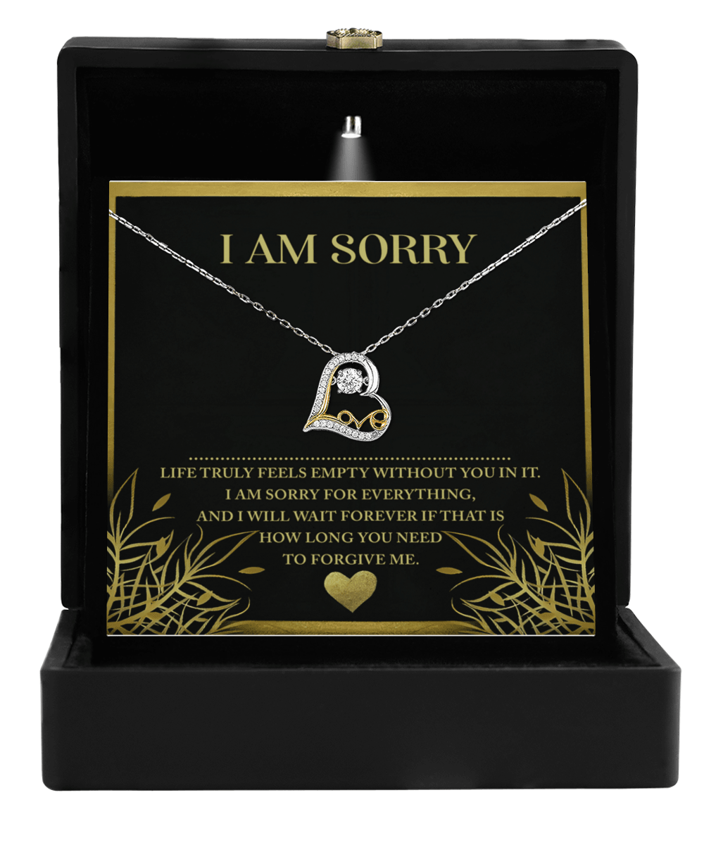 Apology Gift for Girlfriend, Wife, Soulmate - Sorry, Without You - Love Dancing Heart Pendant Necklace - Mallard Moon Gift Shop