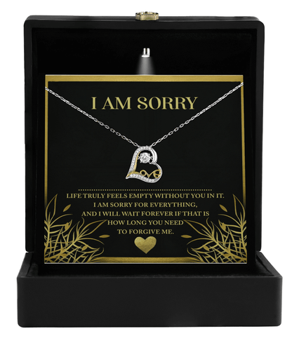 Apology Gift for Girlfriend, Wife, Soulmate - Sorry, Without You - Love Dancing Heart Pendant Necklace - Mallard Moon Gift Shop