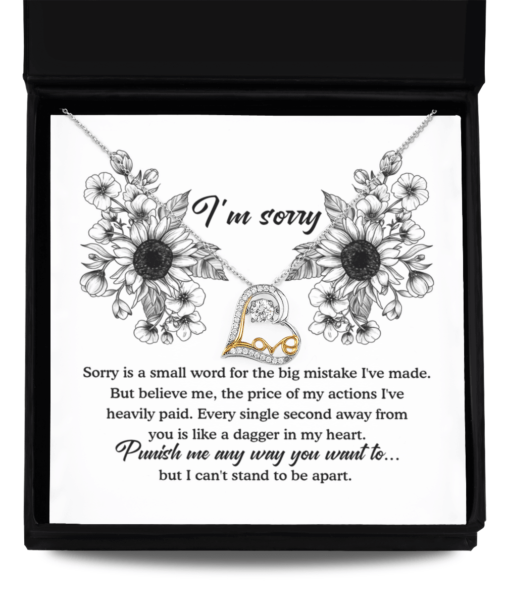 Apology Gift - Sorry is a Small Word for the Big Mistake - Love Dancing Heart Pendant Necklace - Mallard Moon Gift Shop