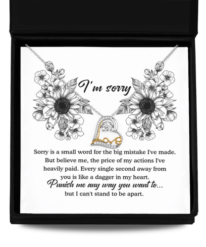 Apology Gift - Sorry is a Small Word for the Big Mistake - Love Dancing Heart Pendant Necklace - Mallard Moon Gift Shop