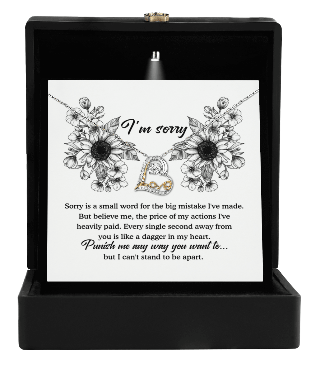 Apology Gift - Sorry is a Small Word for the Big Mistake - Love Dancing Heart Pendant Necklace - Mallard Moon Gift Shop