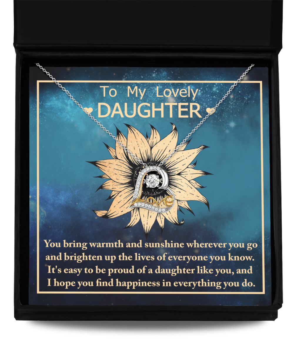 Daughter Gift for Birthday, Christmas, Graduation - Proud Of You - Love Dancing Heart Pendant Necklace - Mallard Moon Gift Shop