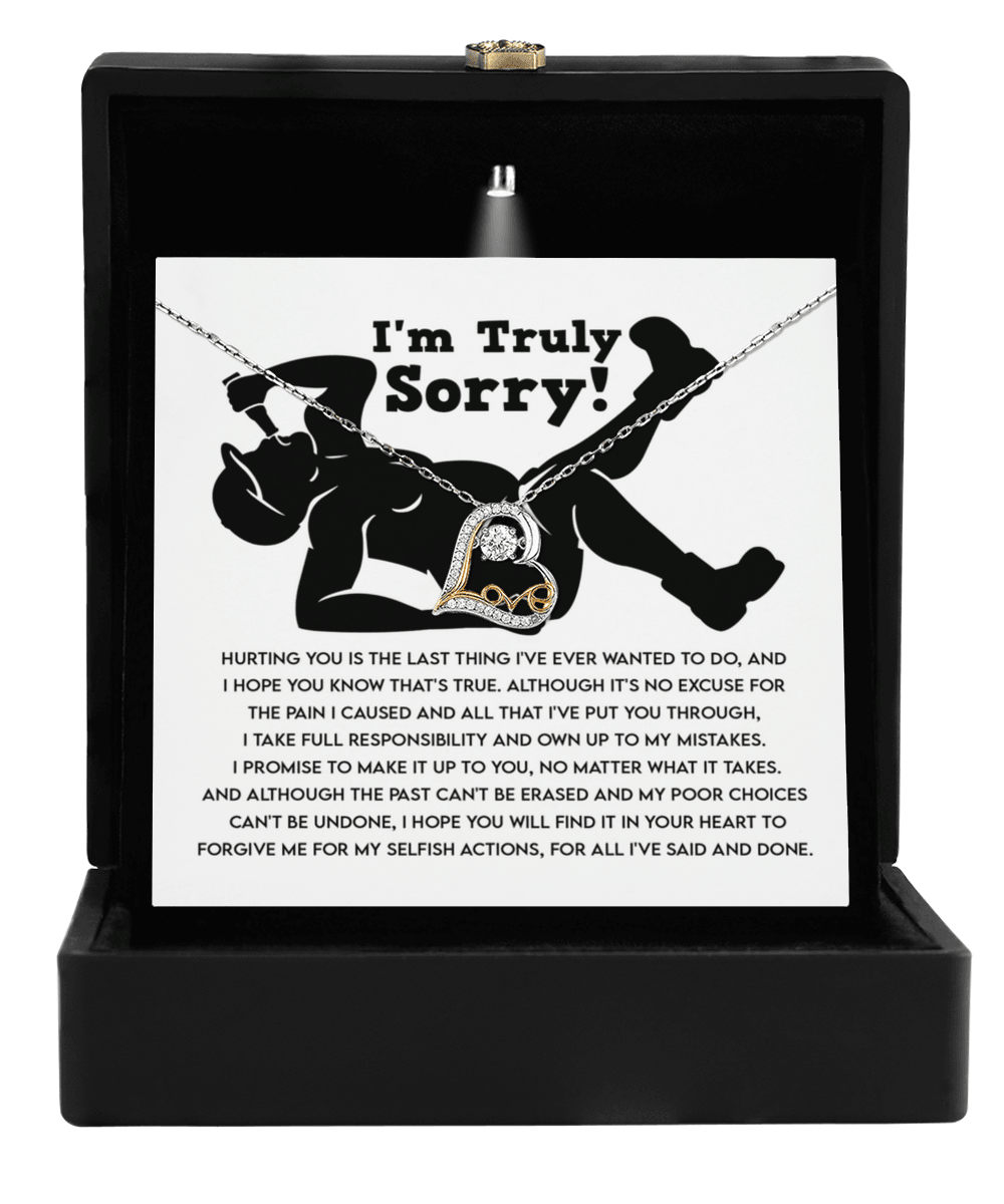 Apology Gift for Girlfriend, Wife, Soulmate - Sorry, Selfish Actions - Love Dancing Heart Pendant Necklace - Mallard Moon Gift Shop