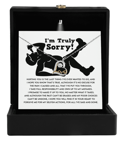 Apology Gift for Girlfriend, Wife, Soulmate - Sorry, Selfish Actions - Love Dancing Heart Pendant Necklace - Mallard Moon Gift Shop