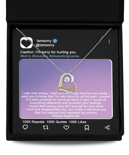 Apology Gift for Girlfriend, Wife, Soulmate - Sorry, Hurt You Badly - Love Heart Pendant Necklace - Mallard Moon Gift Shop