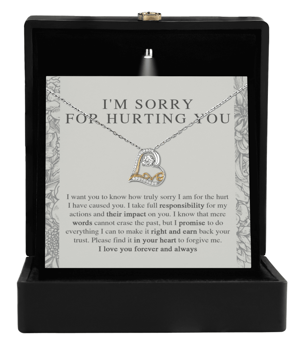 Apology Gift - I'm Sorry, I Promise to Do Everything - Love Dancing Heart Pendant Necklace - Mallard Moon Gift Shop