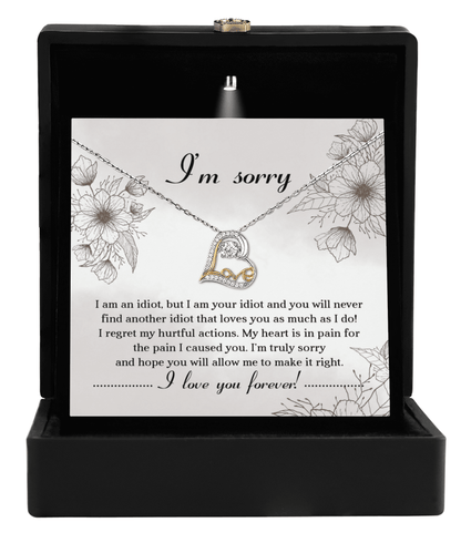 Apology Gift for Her - Sorry For The Pain I Caused You - Love Dancing Heart Pendant Necklace - Mallard Moon Gift Shop