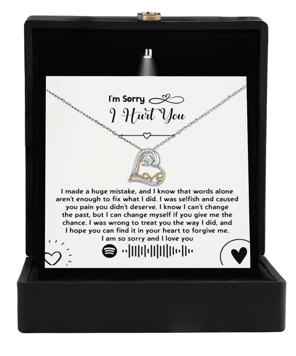 Apology Gift for Girlfriend, Wife, Soulmate - Sorry, You Didn't Deserve - Love Dancing Heart Pendant Necklace - Mallard Moon Gift Shop