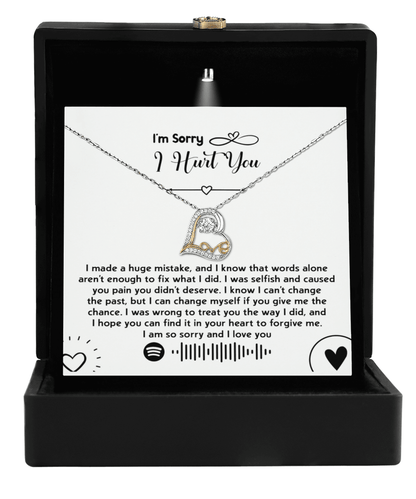 Apology Gift for Girlfriend, Wife, Soulmate - Sorry, You Didn't Deserve - Love Dancing Heart Pendant Necklace - Mallard Moon Gift Shop