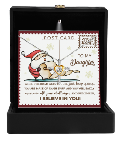 Daughter Heartfelt Gift- Keep Going - Dancing Cross Pendant Necklace - Mallard Moon Gift Shop