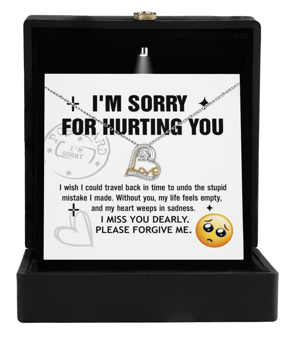 Apology Gift for Girlfriend, Wife, Soulmate - Sorry, Travel Back - Love Dancing Heart Pendant Necklace - Mallard Moon Gift Shop