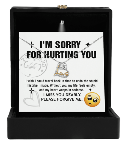 Apology Gift for Girlfriend, Wife, Soulmate - Sorry, Travel Back - Love Dancing Heart Pendant Necklace - Mallard Moon Gift Shop