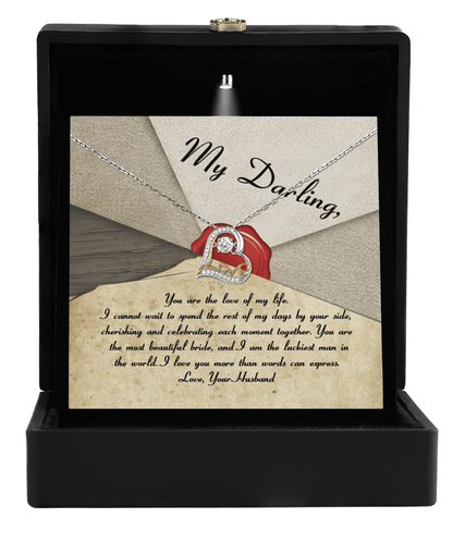 My Darling Bride Love of My Life Love Dancing Heart Pendant Necklace - Mallard Moon Gift Shop