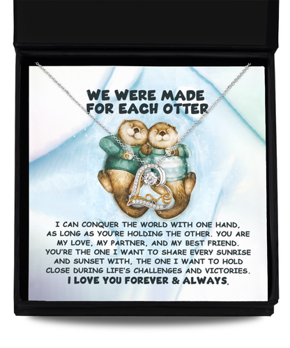 Soulmate, Wife, Girlfriend Gift - Made For Each Otter - Love Dancing Heart Pendant Necklace - Mallard Moon Gift Shop