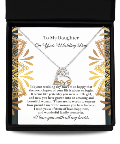 Daughter Wedding Day Gift - A Little Girl - Love Dancing Heart Pendant Necklace - Mallard Moon Gift Shop