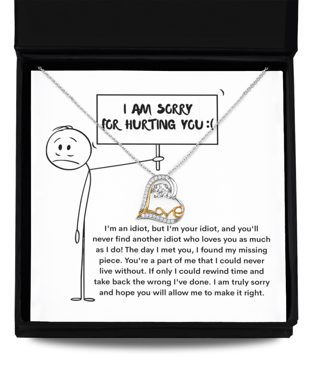 Apology Gift for Girlfriend, Wife, Soulmate - Sorry, Missing Piece - Love Dancing Heart Pendant Necklace - Mallard Moon Gift Shop
